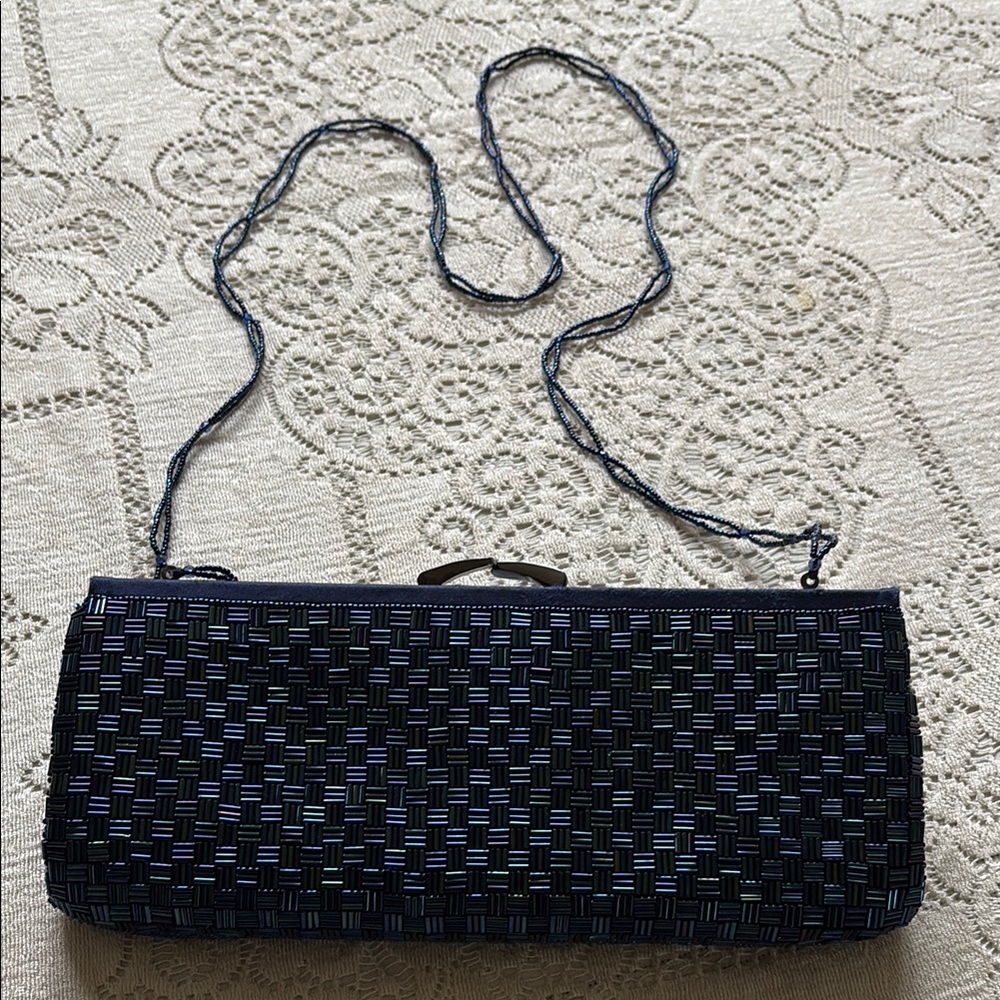 Sparkly Blue Woven Clutch